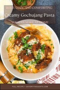 Creamy Gochujang Pasta Pinterest Pin