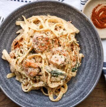 Shrimp Alfredo with Spinach